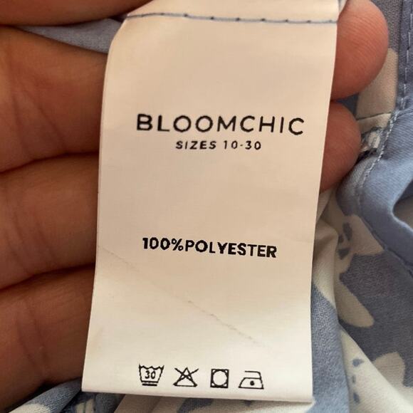 NWT, BloomChic, Size 28, Light Blue & White Floral V Neck Dress, Flutter Sleeves - Picture 5 of 6